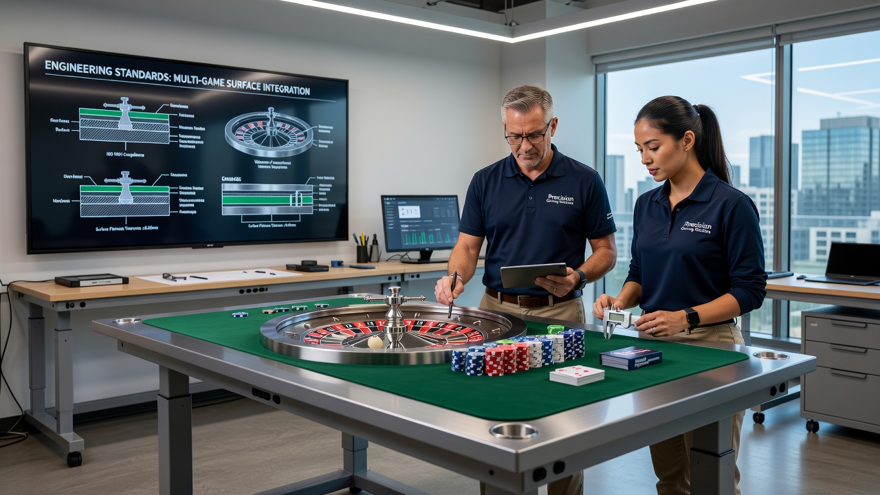 Detailansicht einer integrierten Spieloberfläche mit Slot-Interface und Roulette-Komponente