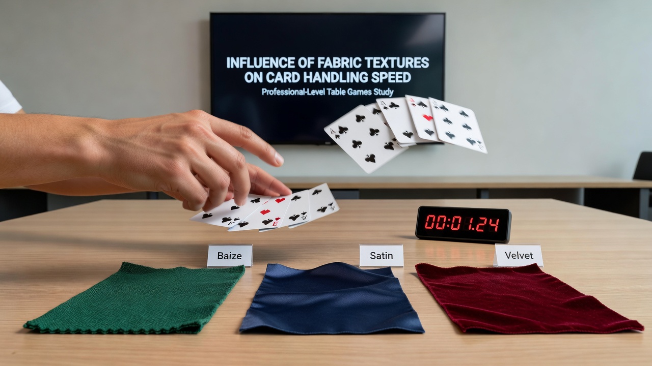 Professionelle Kartenspiel-Sitzung mit Fokus auf Tischoberflächen